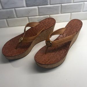 Tory Burch brown leather wedge